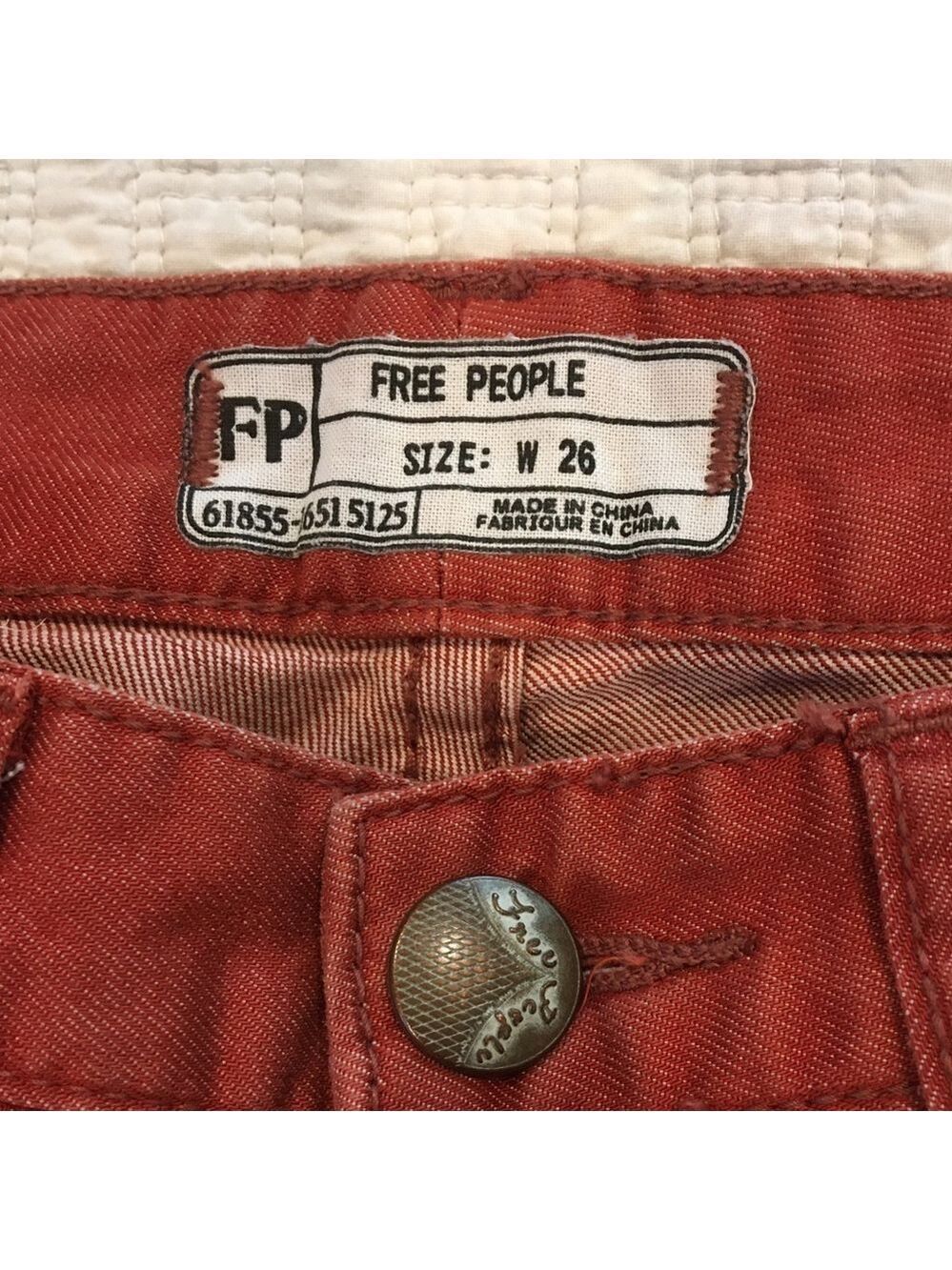 Free People Chevron Skinny Jeans Burnt Sienna 26 - Picture 8 of 10